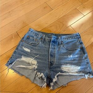 Levi's Blue Distressed Jean Shorts Vintage-Inspired